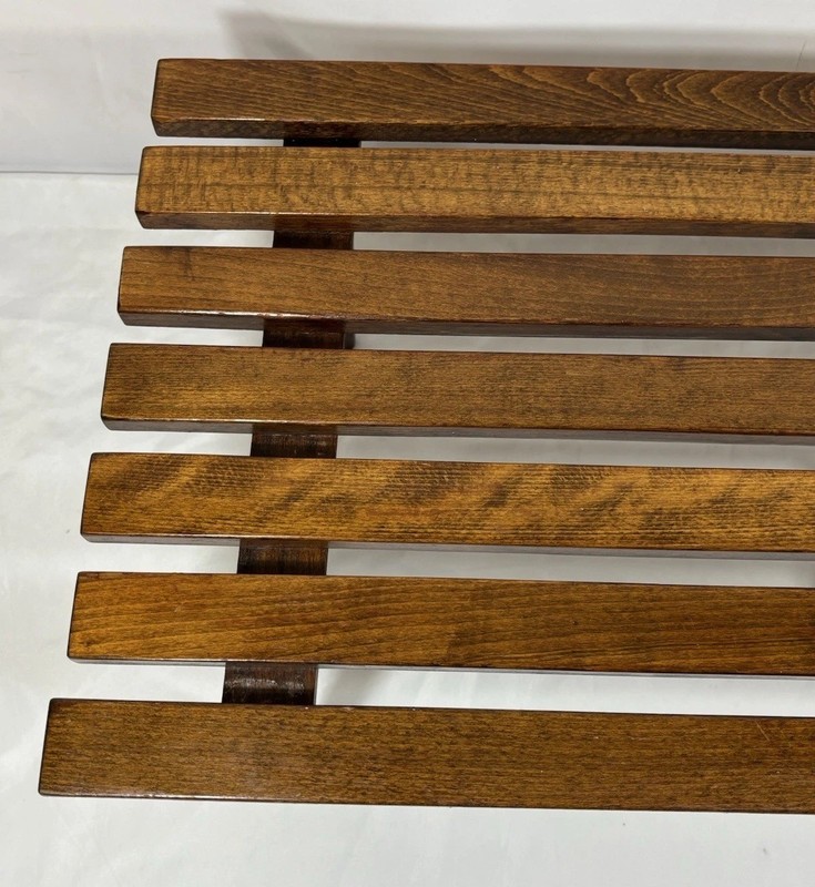Vintage Mid Century ITALIAN Walnut Slat Table Slatted Bench Petite Coffee Table gallery