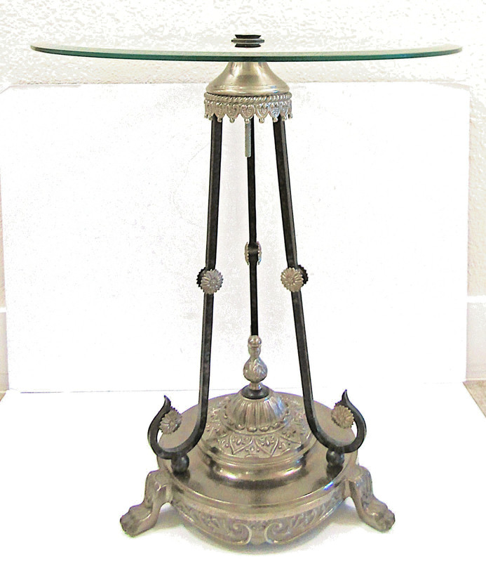 Gorgeous Verdi Gris Circular Neoclassical Italian Gueridons Glass Top Table