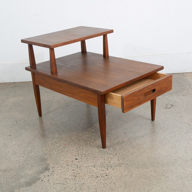Mid Century Modern Nightstand End Side Table Lane StepUp Walnut Drawer Widdicomb gallery