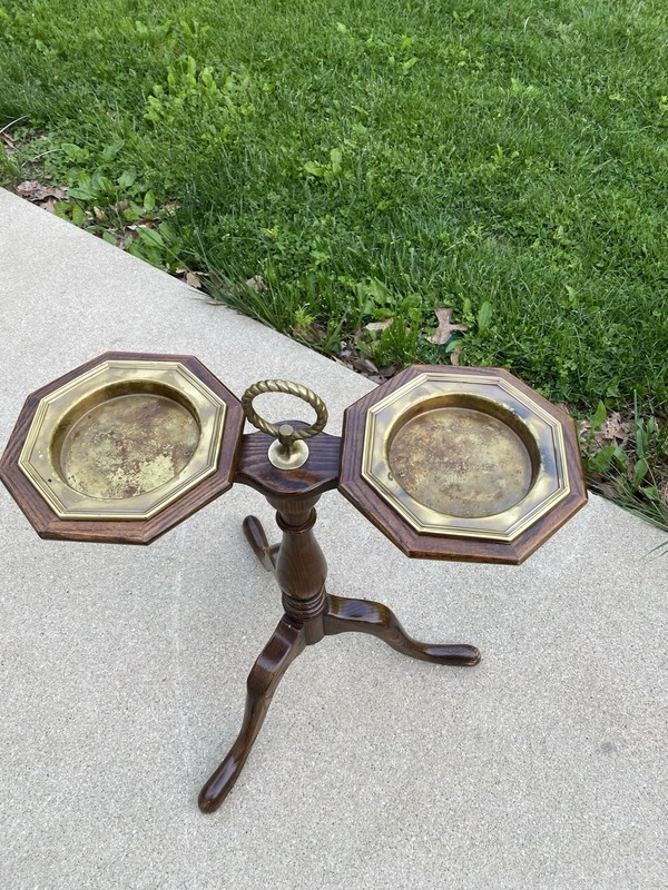 Brandt Furniture Vintage Wood And Brass Ash Tray Stand / Side Accent Table gallery