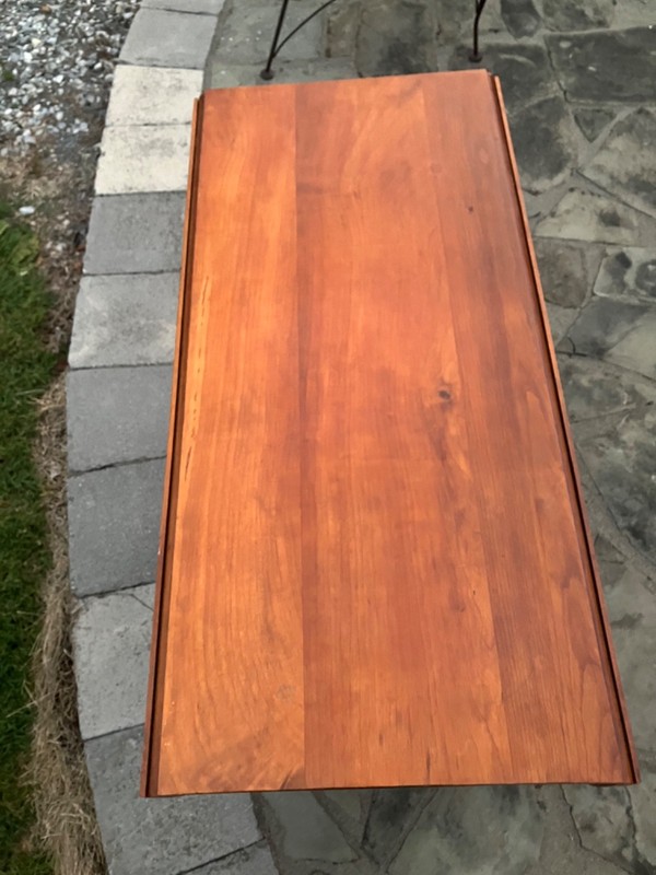 ANTIQUE GATE LEG FARM HOUSE TABLE CHERRY WOOD 52” long opened gallery