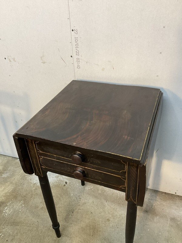 Antique Paint Decorated Sheraton Work Table Night Stand 2 Drawer Primitive Folk gallery