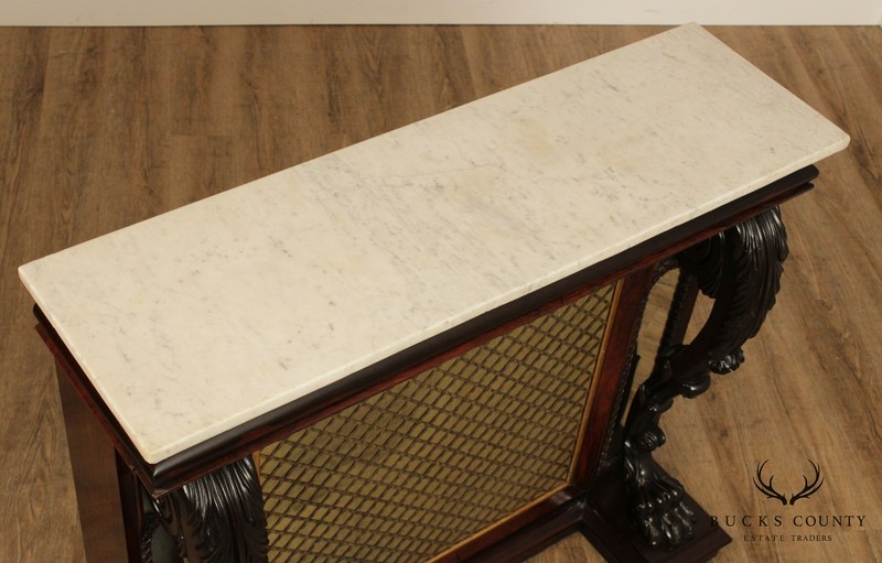 Antique 19th Century English Regency Rosewood Marble Top Console gallery