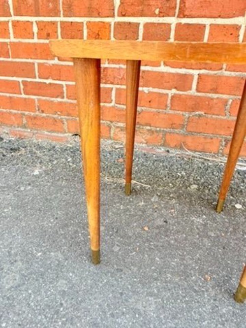 Stacking Side End Occassional Tables Mid Century MCM Tiled Brown Pair Set 2 Uniq gallery