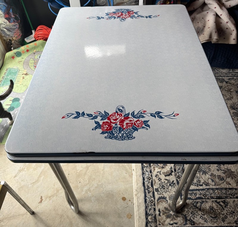 Vintage 1930s Porceliron Enamel Top Kitchen Table Beaver Falls PA Chrome Legs gallery