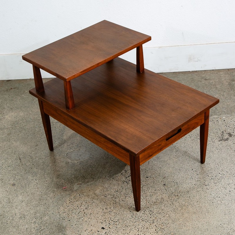 Mid Century Modern Nightstand End Side Table Lane StepUp Walnut Drawer Widdicomb gallery