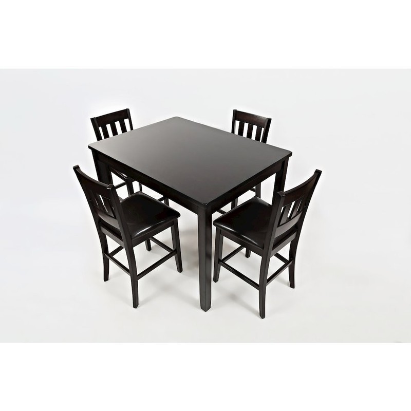 Five Piece Counter Height Dining Set – Table and 4 Faux Leather Stools