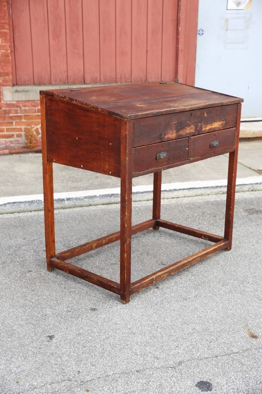Antique drafting table wood apothecary drawer slanted artist desk stand vintage gallery