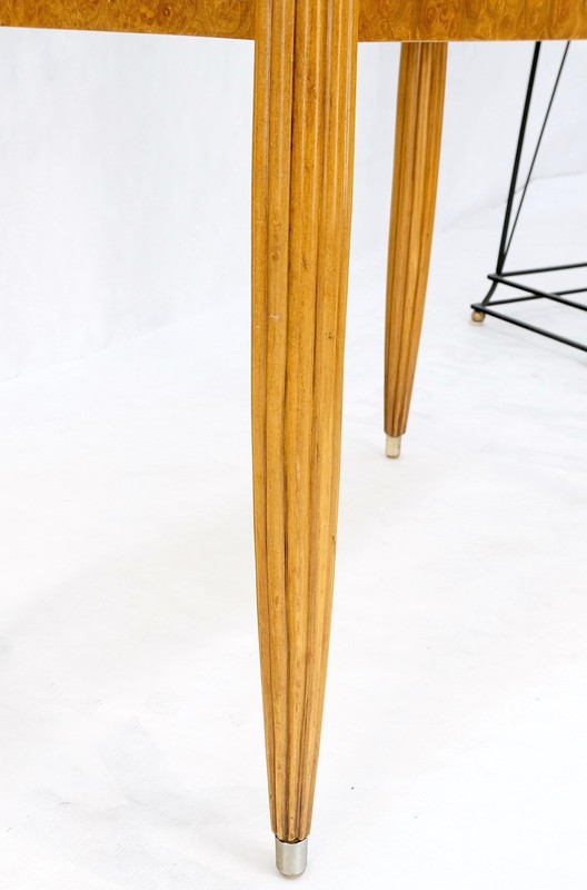Art Deco Diamond Inlay Drop Front Burl Wood Stand Side Table Fluted Tapered Leg gallery