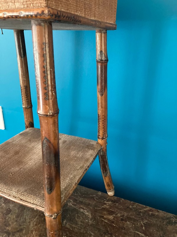 Vintage Bamboo Wicker Rattan Stand End Table Sewing Box gallery