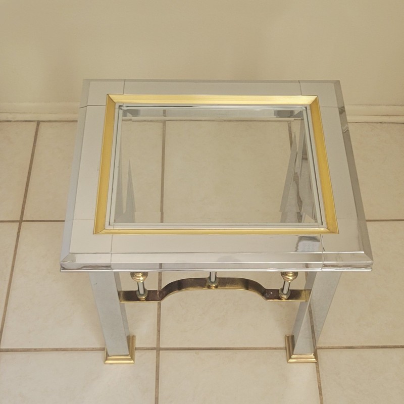 Vntg Mastercraft Style Chrome Brass Glass End Table Hollywood Regency MCM Side gallery