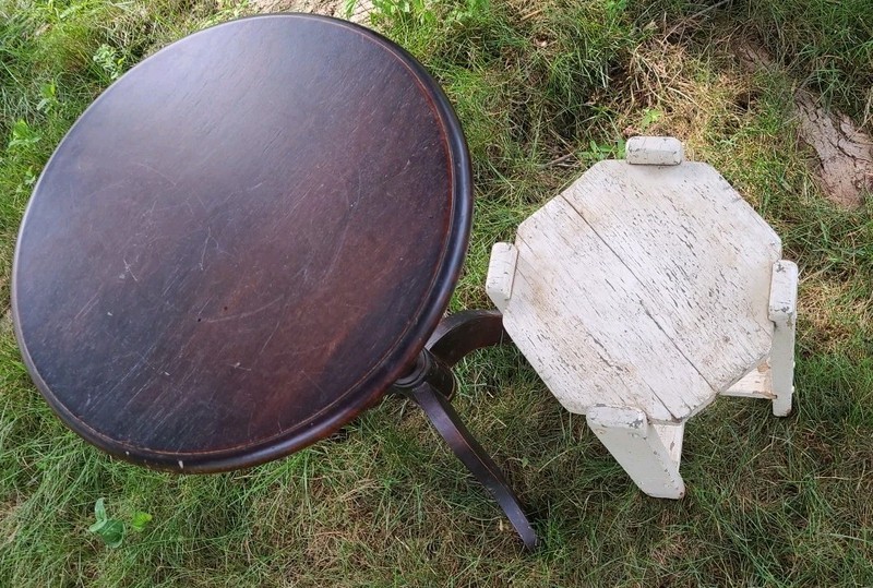 Antique Farmhouse & Vtg. Elegant Designer Table Stands Shabby Paint (e7) gallery