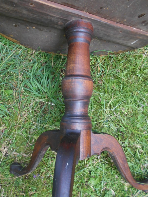 ANTIQUE COUNTRY CHIPPENDALE TEA TABLE CANDLESTAND ~ MIXED WOODS gallery