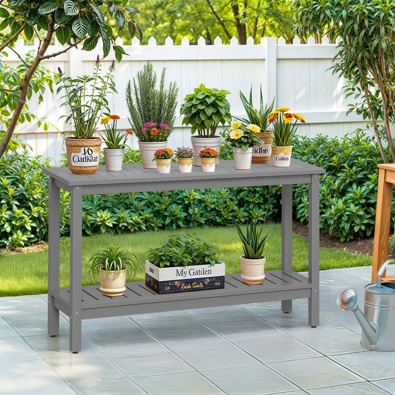 48'' Console Sofa Table w/ Storage Shelves Entry Way Table Indoor & Outdoor Gray gallery