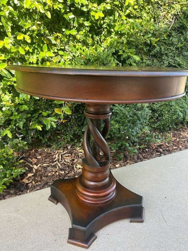 Farmhouse Drum Mahogany Round End Table/Side Table gallery