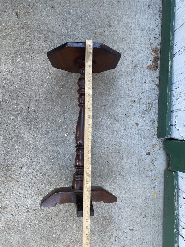 Antique Black Walnut Side Table Wood 1930s Vintage 24.5 inches Tall Dated 1934 gallery