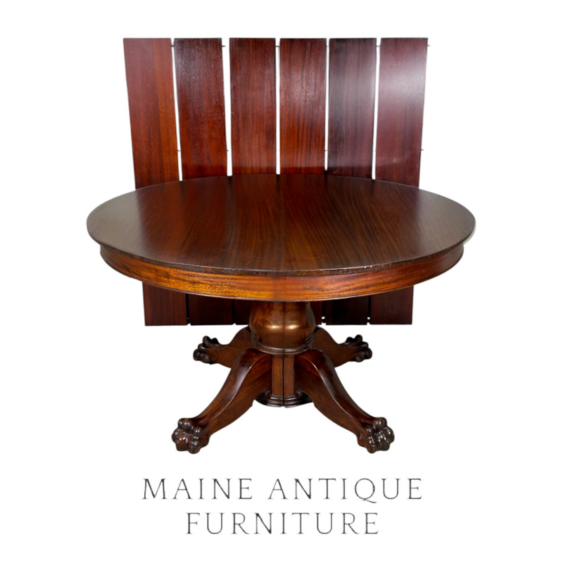 Antique Round Mahogany Banquet Table with 6 Leaves – c.1890 #22628