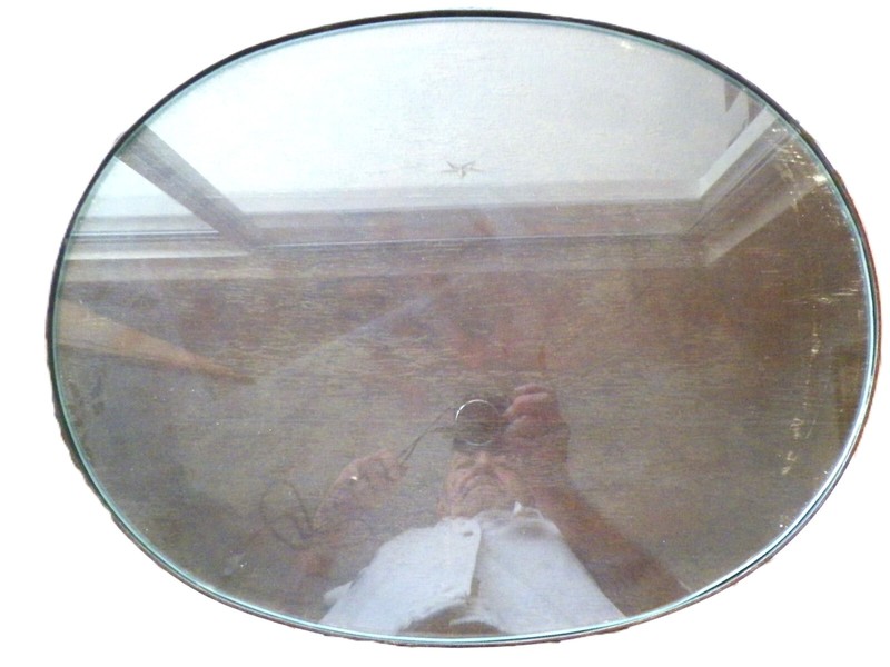 vntg 25 1/4" TALL WOOD 22" x 17" OVAL TOP W GLASS OCCASSIONAL TABLE gallery