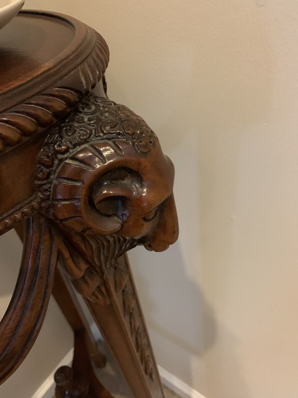 A Very Rare Antique Rams Head And Feet Occational Table 42” Tall gallery