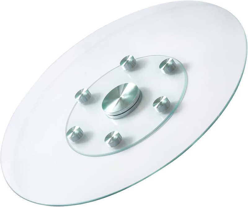 30 in Glass Lazy Susan Turntable, Tempered Glass Dining Table Centerpiece with 6