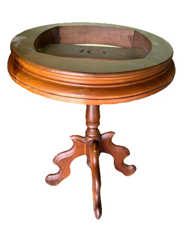 Antique Oval Walnut Marble Top Parlor Table 1800's gallery