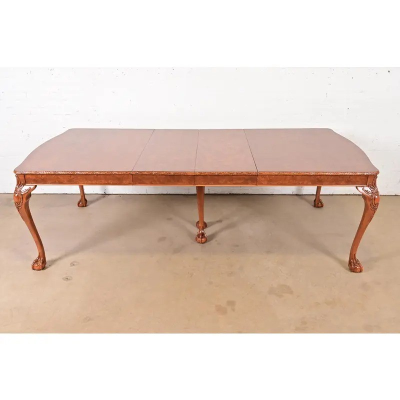 Romweber Chippendale Burl Wood Extension Dining Table, Newly Refinished gallery