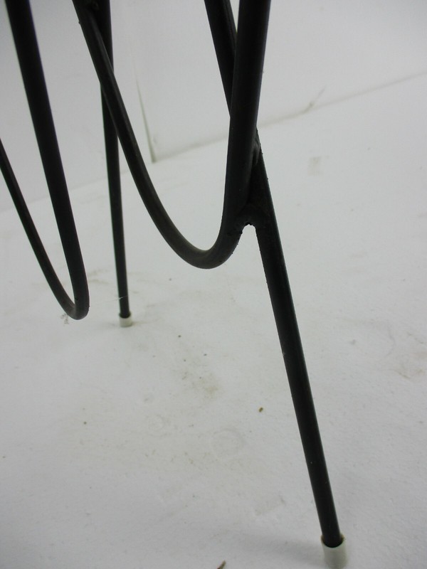 Side Table Magazine Rack Wrought Iron Legs Glass Top Hand painted Swans Vintage gallery