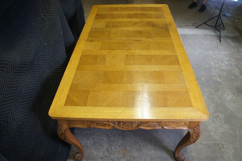 Antique French Country Louis XV Oak Extendable Acanthus Carved Dining Table gallery