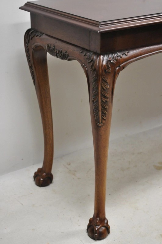 Lane Chinese Chippendale Georgian Mahogany Ball & Claw Console Sofa Hall Table gallery