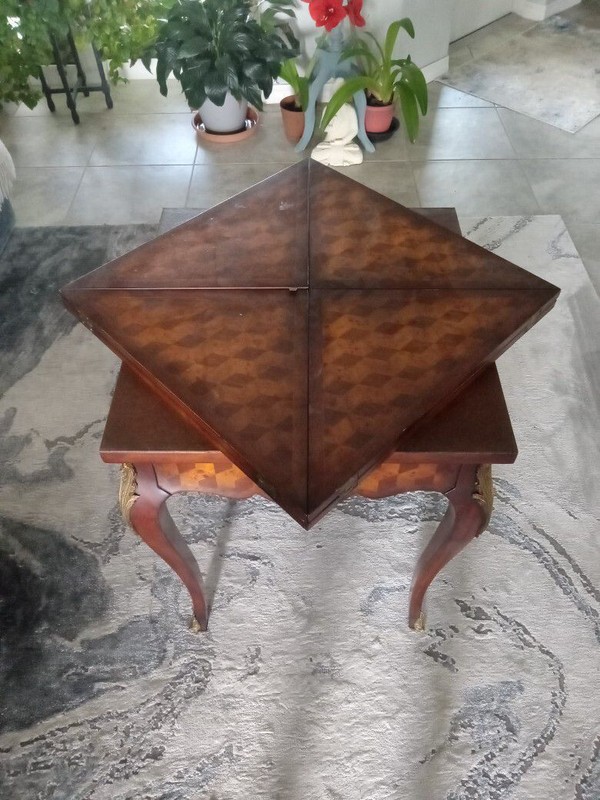 Vintage Antique Fold out Chess Table Louie the XV English georgian Furniture gallery