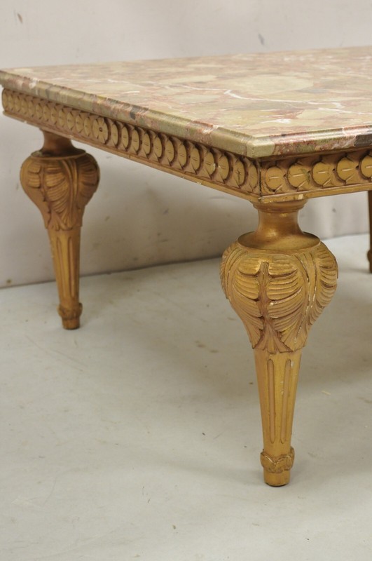 Vintage Italian Neoclassical Style Pink Rouge Marble Square Coffee Table gallery