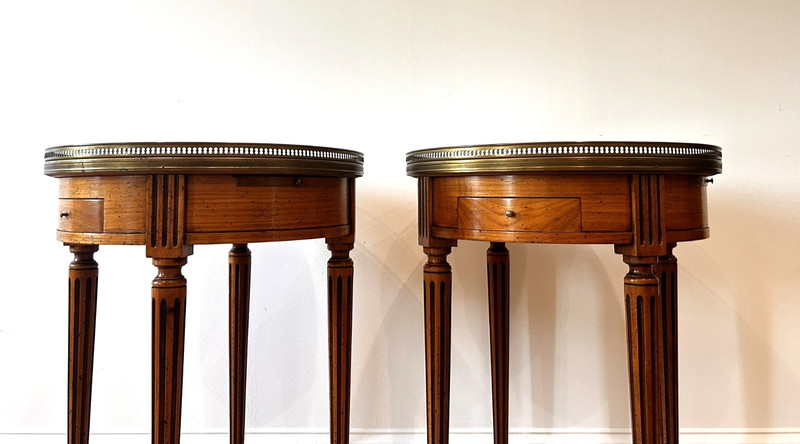 PAIR - French Louis XVI Style Bouillotte Side Table Butlers Trays 19th Century gallery