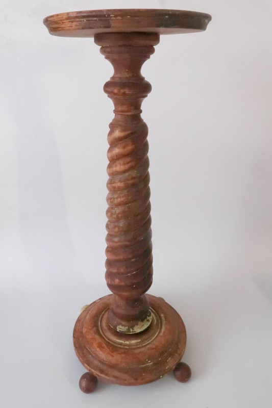 Antique Hand Carved Twisted Wood Pedestal / Plant Stand (36" High) gallery