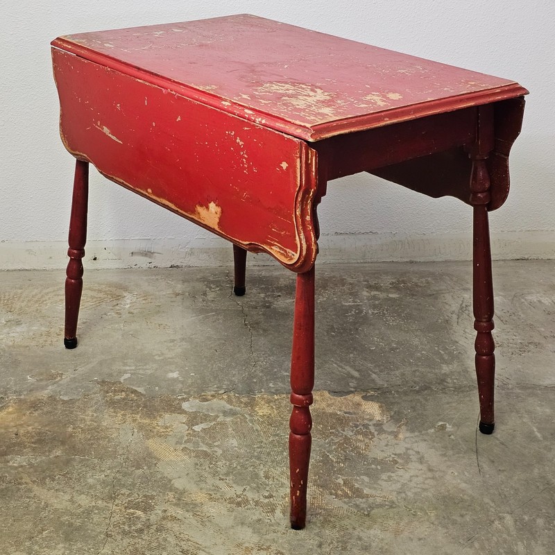 Late 19th C. Farmhouse Gateleg Drop Leaf Table Red Paint 41" American Primitive gallery
