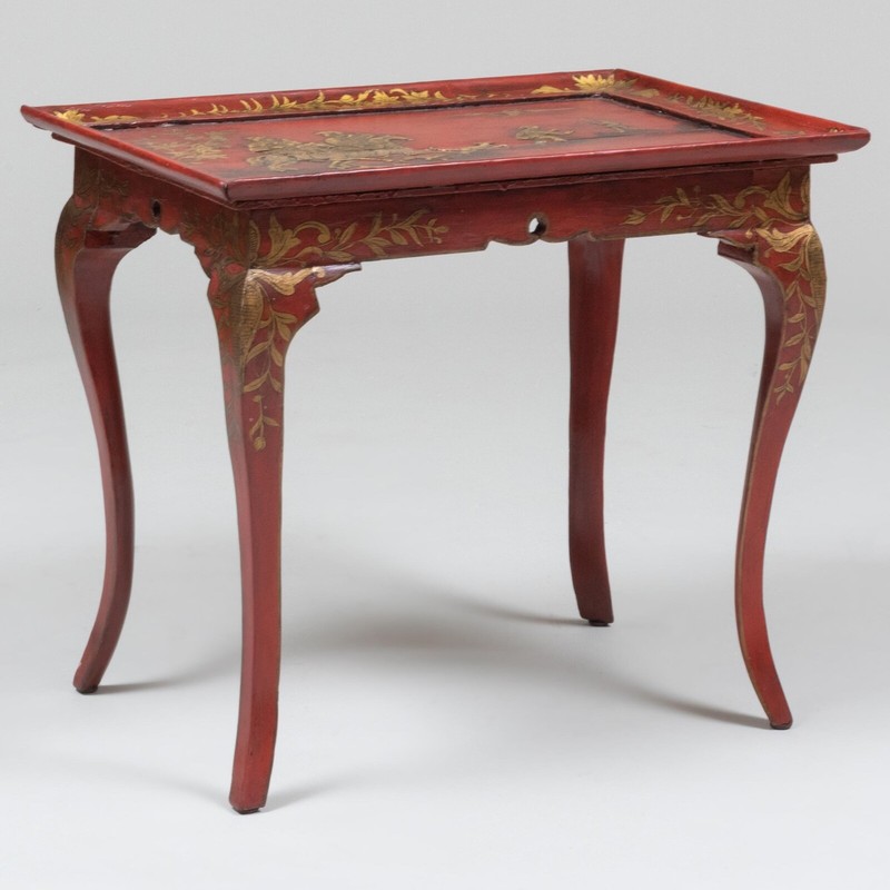 Antique Louis XV Style Chinoiserie Painted And parcel-Gilt Side Table