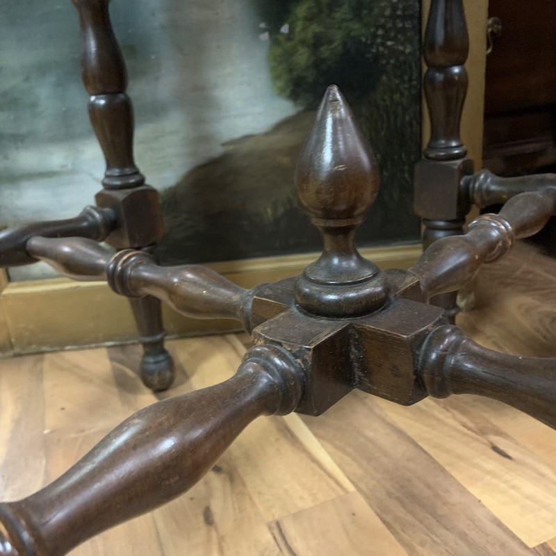 VTG 1950s Hand Carved Solid Walnut Wood Octagonal Table w/ Spider Legs 28"L 30"H gallery