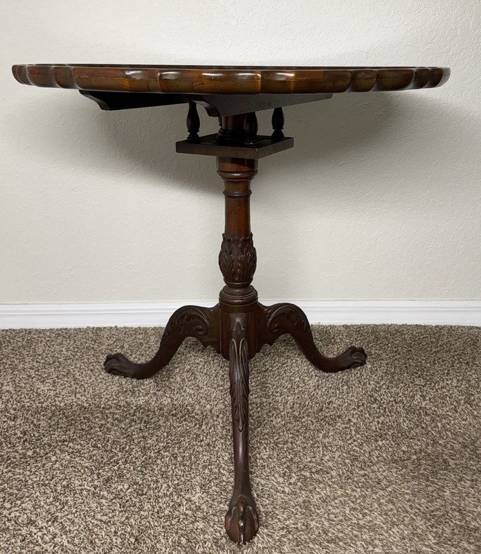 Baker Mahogany Chippendale Style Tilt-Top Table w/ Birdcage and Ball & Claw Feet gallery