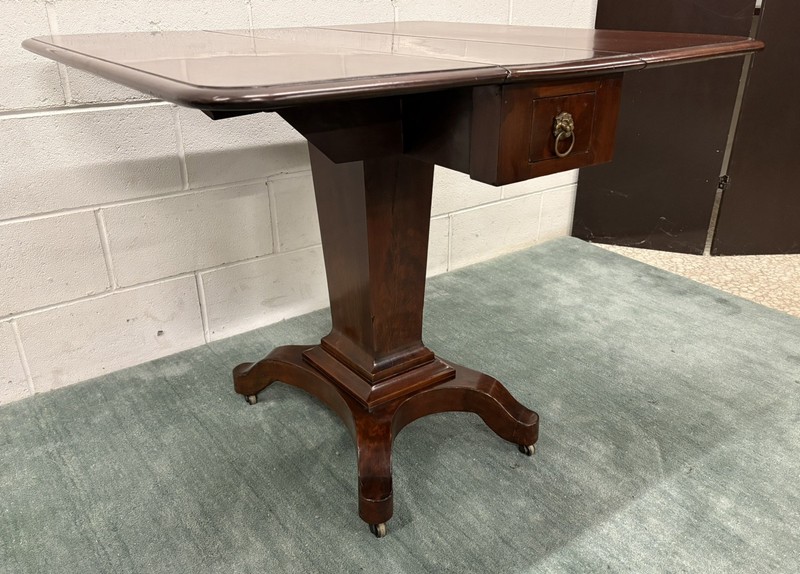 J. & J.W. Meeks Mahogany Drop Leaf Empire Sunderland Style Pedestal Table; 1850 gallery