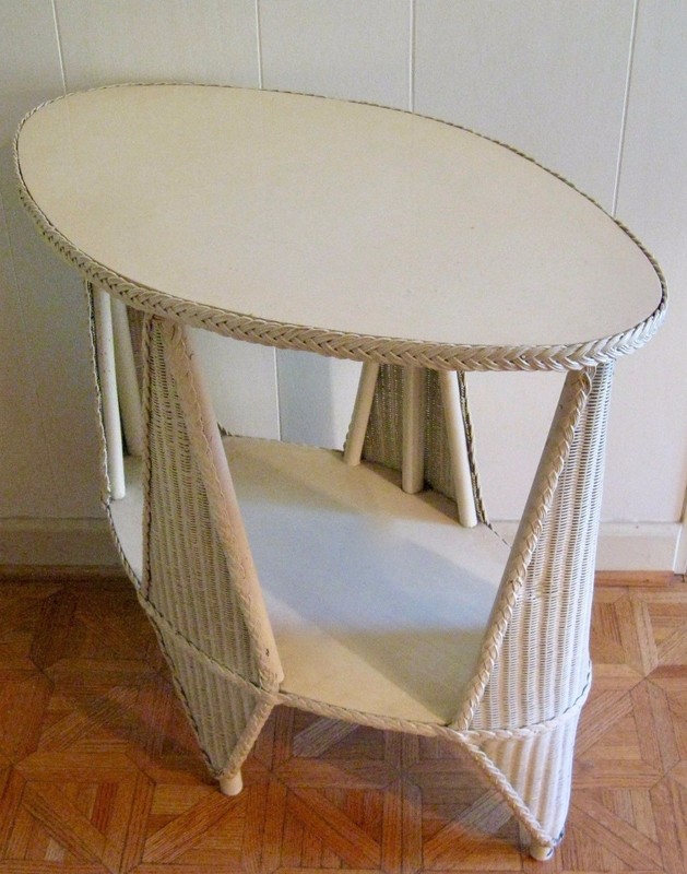 Unique! Wicker & Wood Oval Table - A Heyward-Wakefield Victorian Design gallery