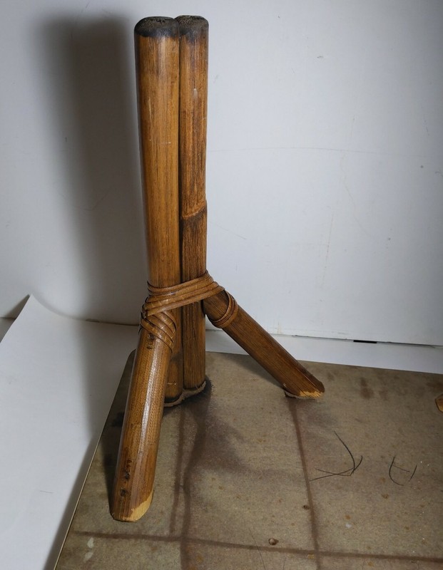 Vintage Retro Mid Century Modern Bamboo Cream Formica Top Side Table Boho Chic gallery