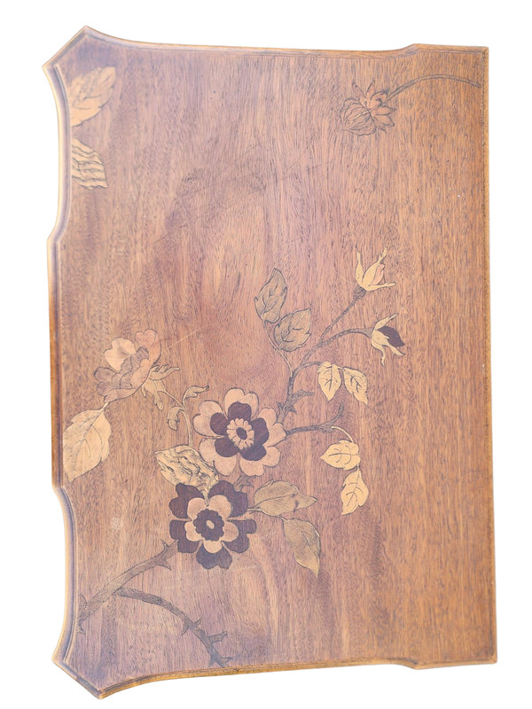 Vintage Marquetry Inlaid Vanity / Sewing table and Mirror gallery