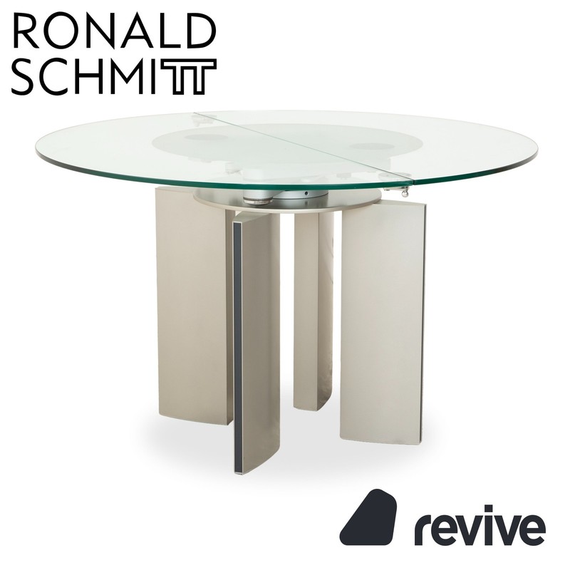 Ronald Schmitt K / G 750 / E Glass Dining Table Silver Beige Extendable Function