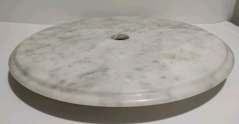 Vintage 15" Italian Marble Table Top (Italy) White & Gray Veining gallery