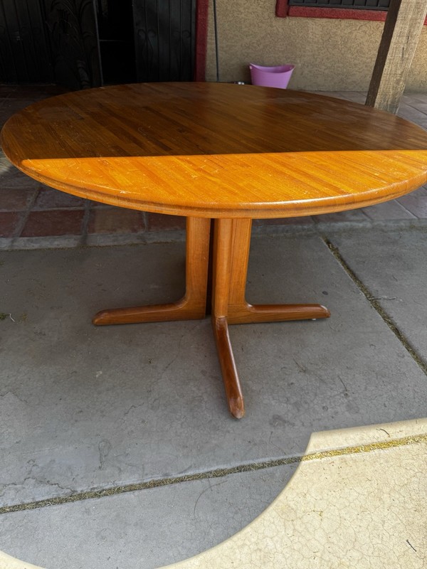 Vintage Danish Modern Round Solid Teak Dining Table