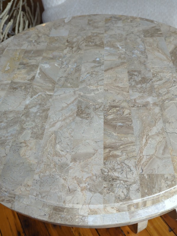 Marquis Collection of Beverly Hills Table Regency pomo tessellated travertine gallery