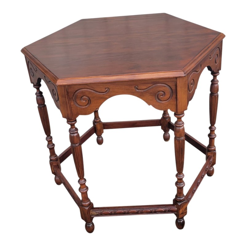 1940s Vintage American Cherry Center Table Carved Traditional