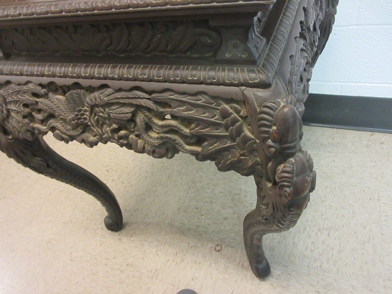 ORIENTAL TABLE STAND ORNATE ORIGINAL FINISH * TO RESTORE * Circa 1920-1940 gallery