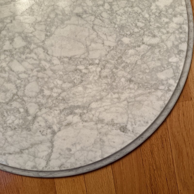 Vintage Solid Replacement 24” Marble Table Top (Italy) White & Gray Veining gallery