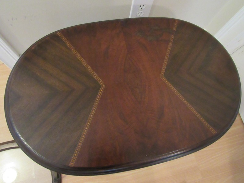 antique tea table REMOVABLE GLASS TOP TRAY early 1900's WOOD INLAY WILL SHIP!! gallery
