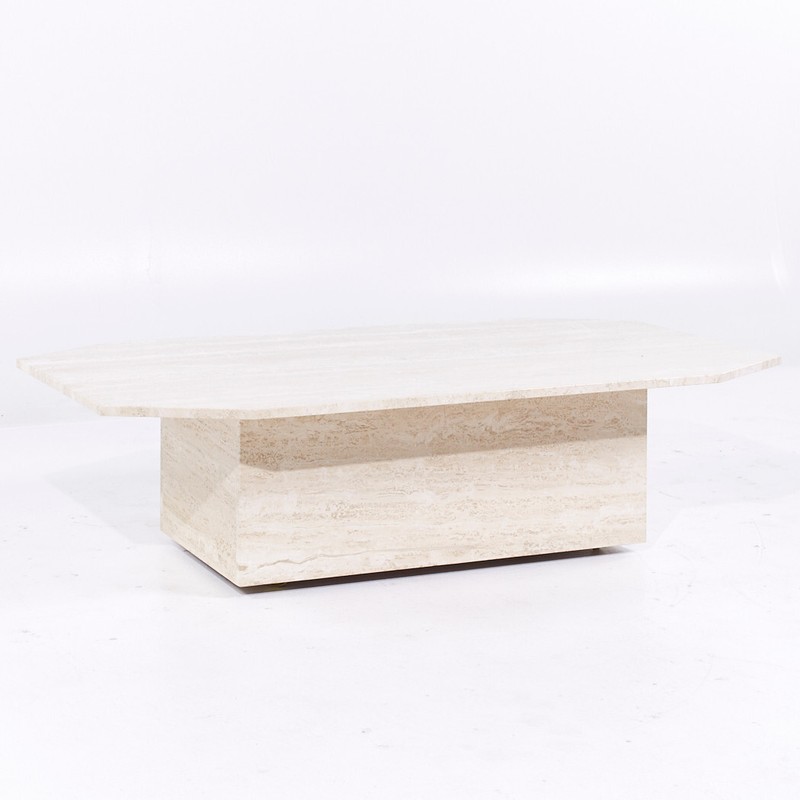Mid Century Octagonal Travertine Coffee Table